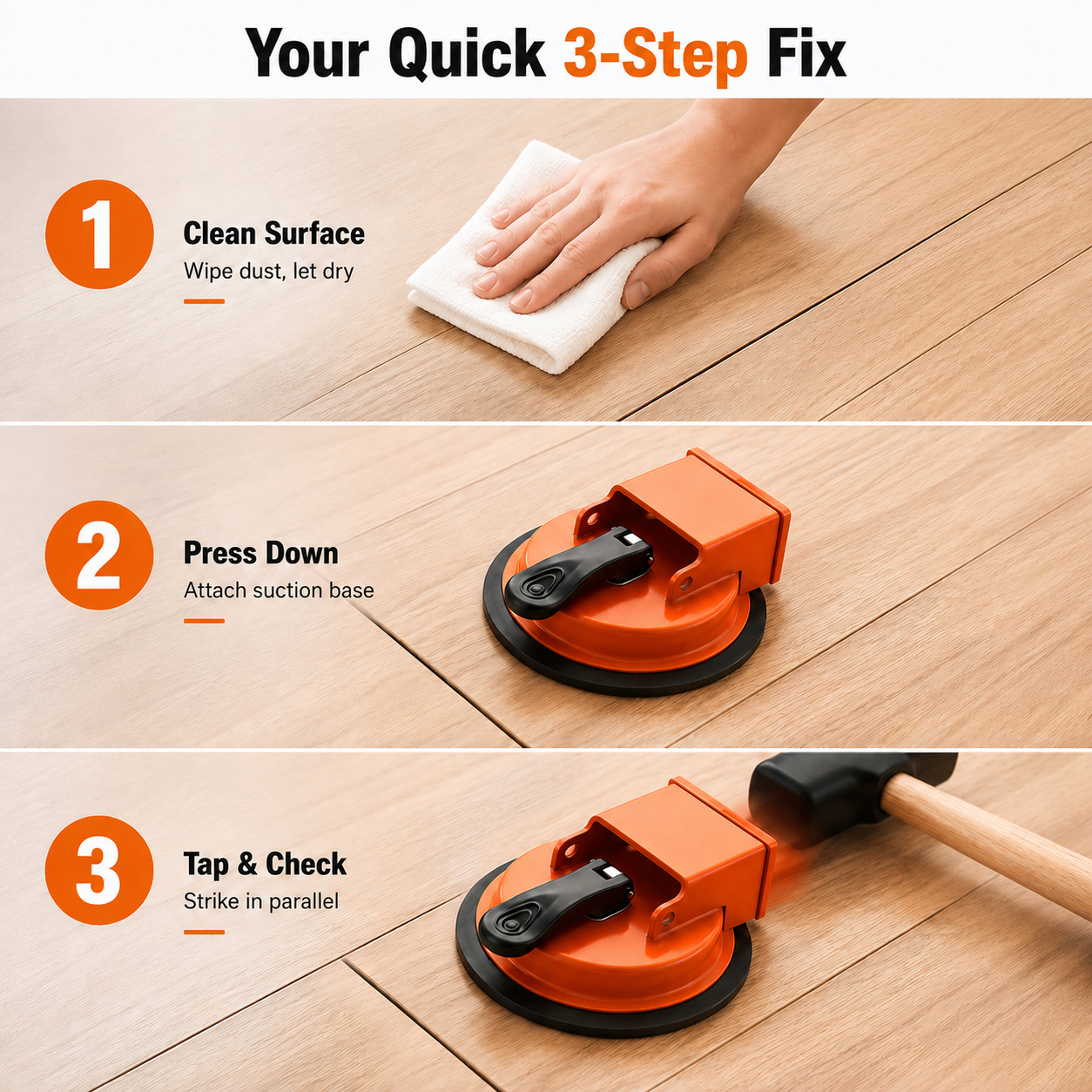 Fixaro® Floor Gap Fixer Tool with Vacuum Suction Cup