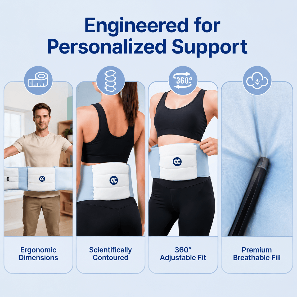 360° Wrap-Around Lumbar Support for Better Sleep and All-Day Comfort