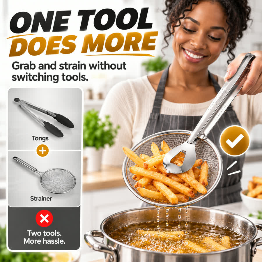 Lift food while draining oil