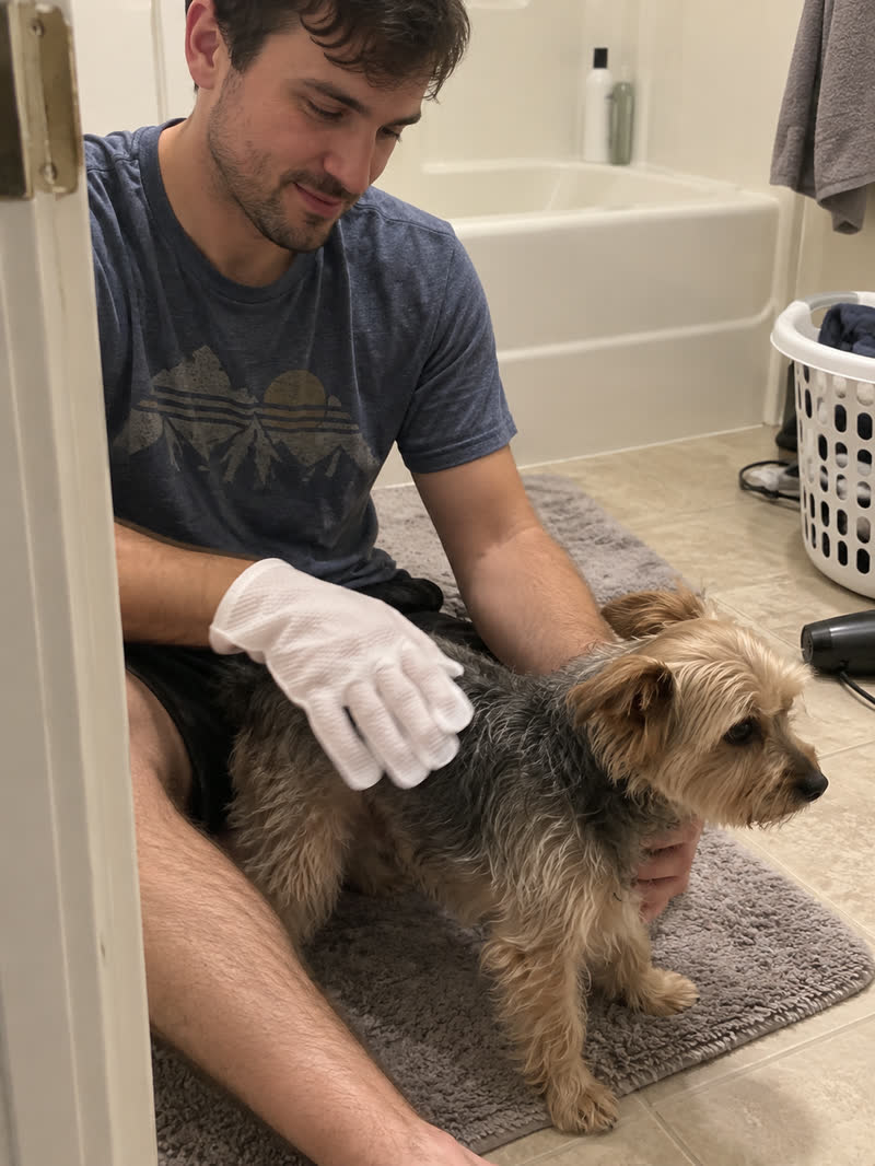 Customer using HICC PET glove wipes — review 03