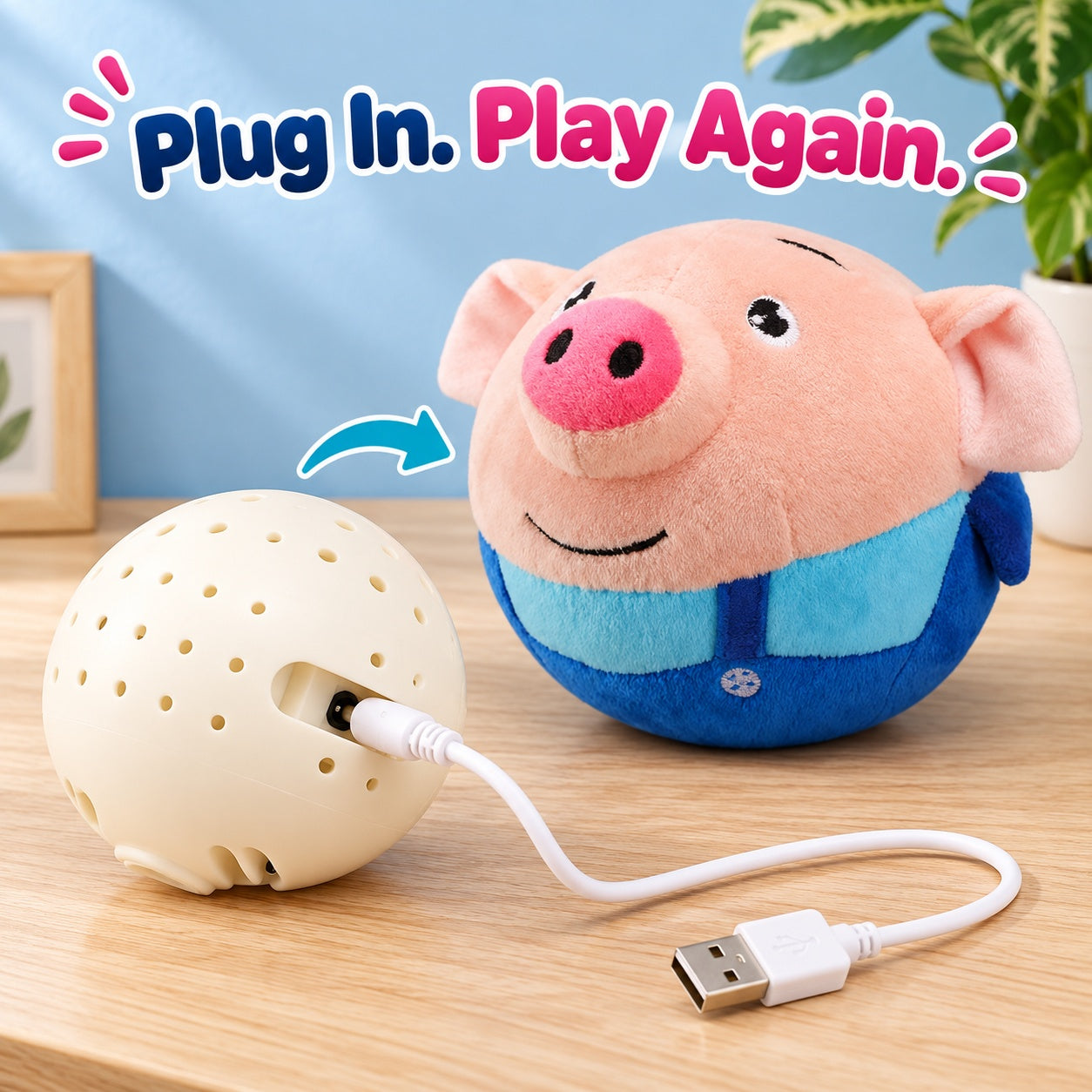 Bouncing pig USB rechargeable inner ball