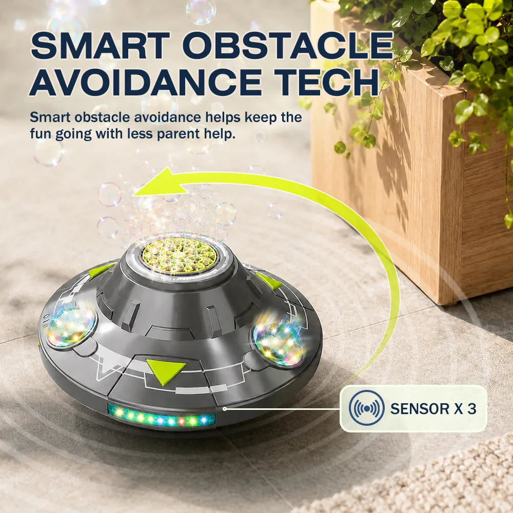 Vobblixa® 360° Roaming UFO Bubble Blaster 🛸🫧 – 32-Hole Light-Up Bubble Machine for Nonstop Outdoor Fun