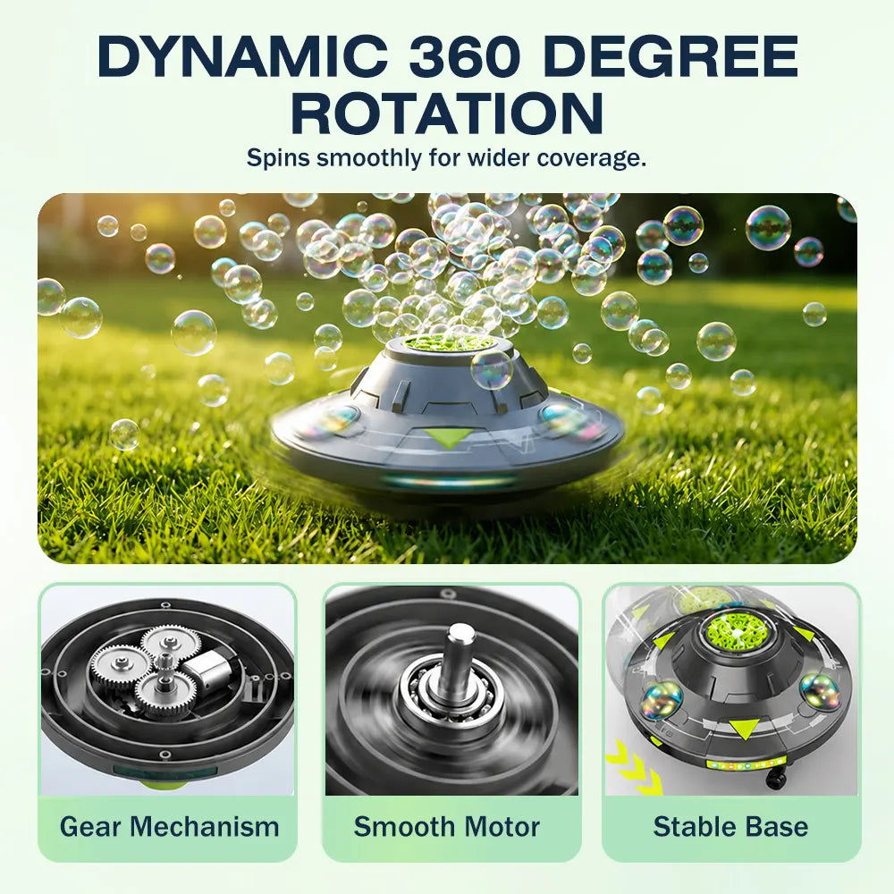 Vobblixa® 360° Roaming UFO Bubble Blaster 🛸🫧 – 32-Hole Light-Up Bubble Machine for Nonstop Outdoor Fun