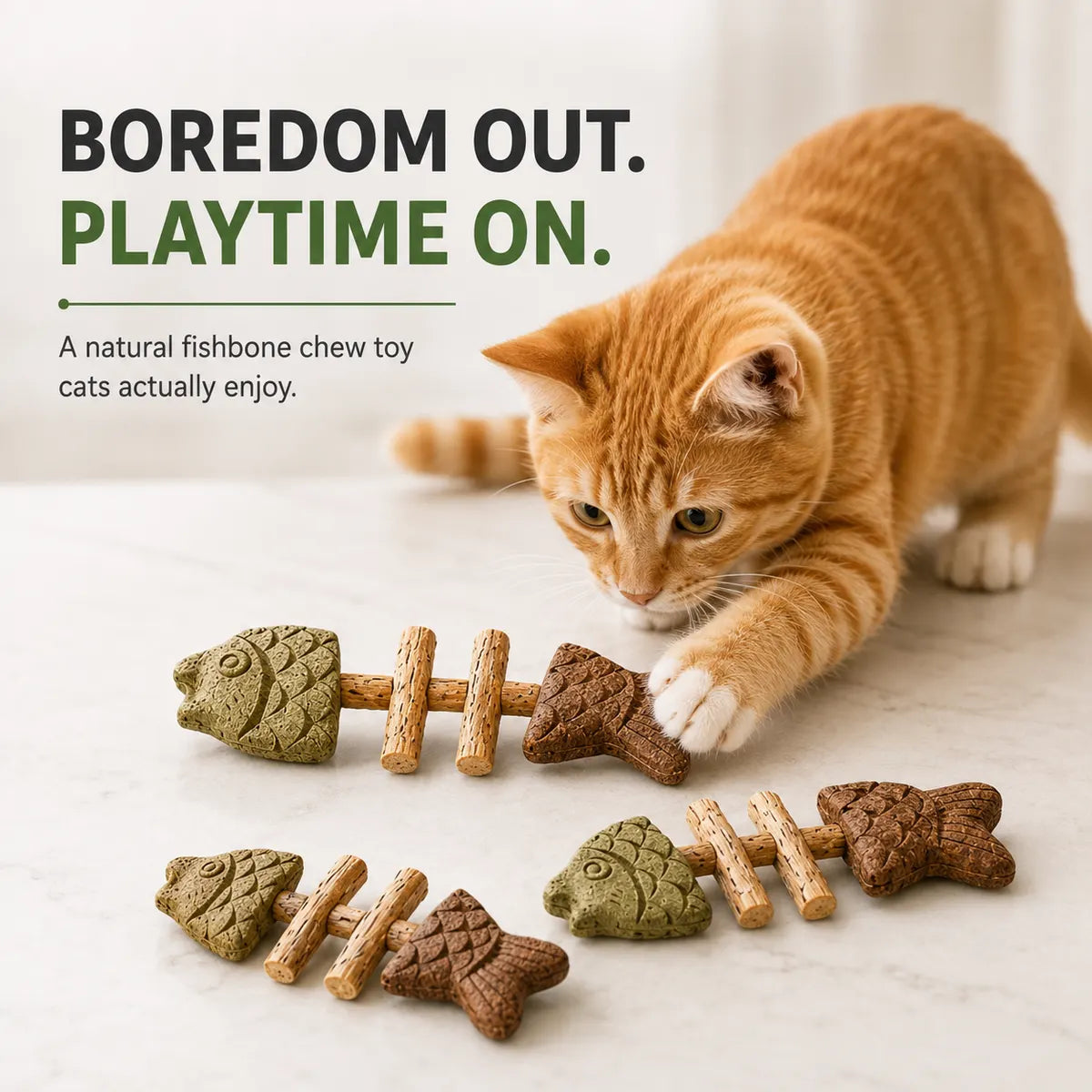 PurrFin®-Catnip & Silvervine Chew 🐾 🌿 Keep Your Indoor Cat Busy, Happy & Away From Your Stuff