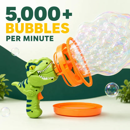 DinoSpin®-DINO BUBBLE GUN 💦 👑 Dinosaur Bubble Machine for Kids & Toddlers