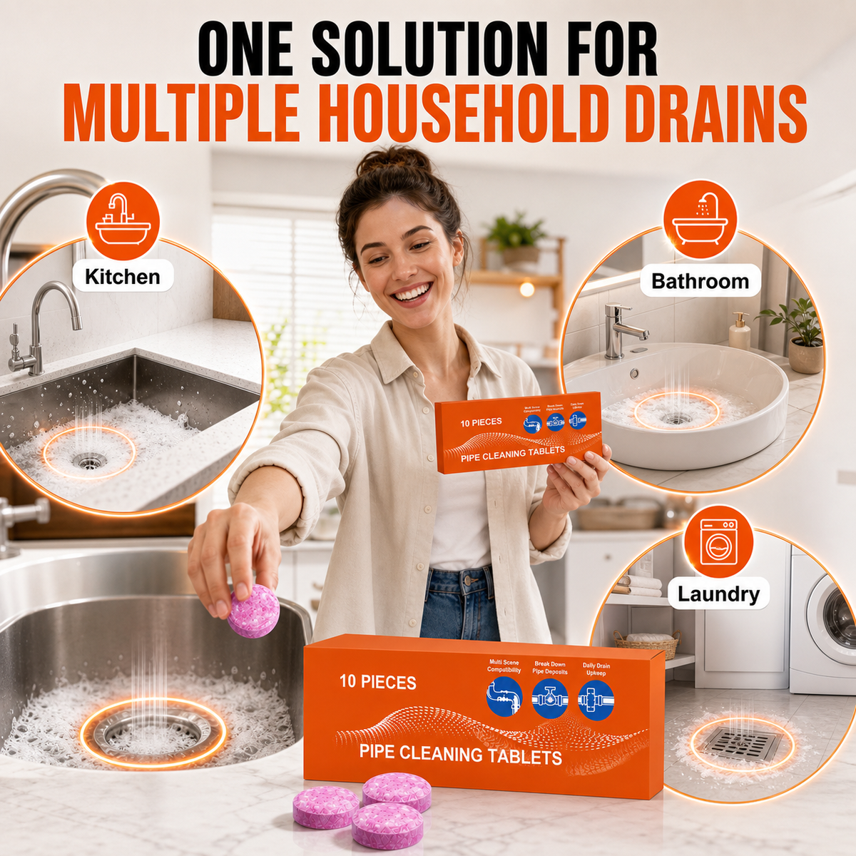 🔥 FINAL DAY 64% OFF-Dluvivo® Powerful Foaming Drain Cleaner for Kitchen & Bathroom