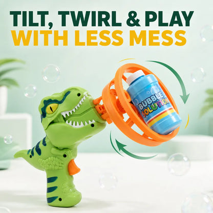 DinoSpin®-DINO BUBBLE GUN 💦 👑 Dinosaur Bubble Machine for Kids & Toddlers