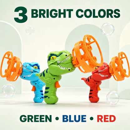 DinoSpin®-DINO BUBBLE GUN 💦 👑 Dinosaur Bubble Machine for Kids & Toddlers