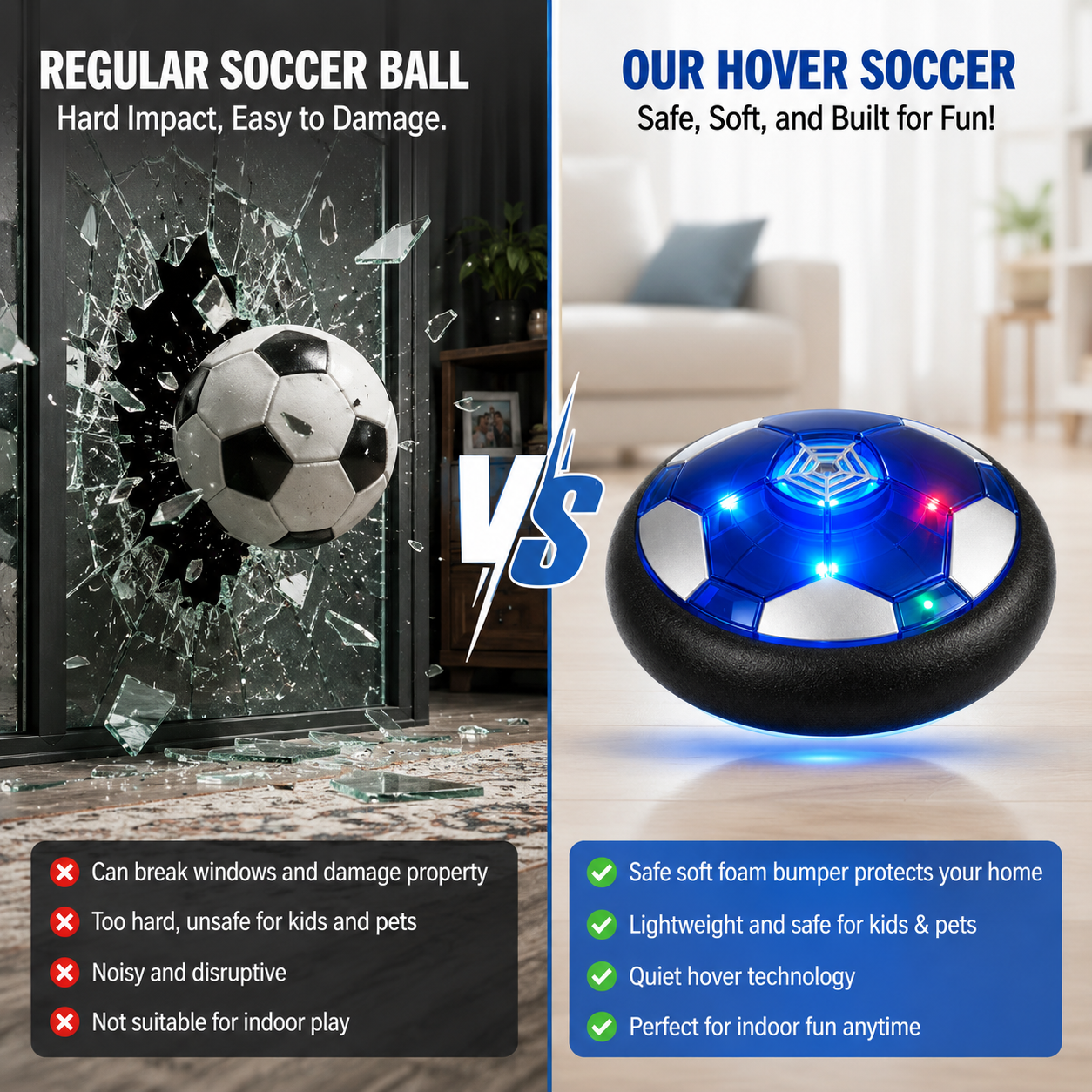 HoverStrike®⚽✨LED Hover Soccer Ball — Indoor Air Soccer for Kids