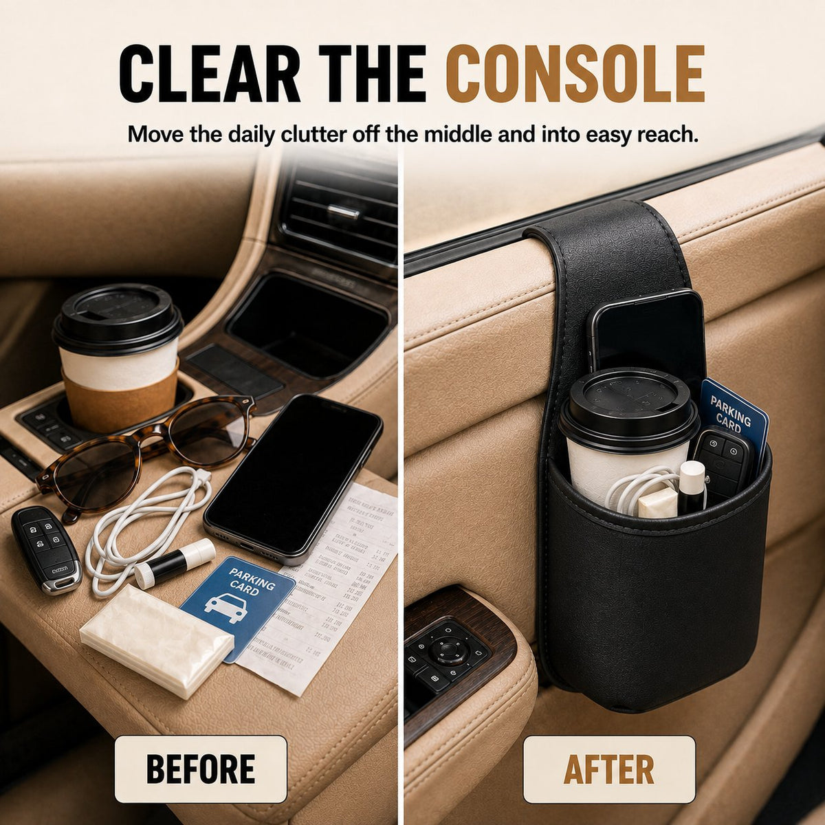 🚗 Tavelyq® Removable Nano Gel Car Door Storage Pocket & Cup Holder