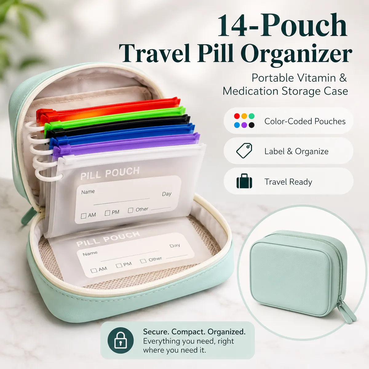 14-Pouch Travel Pill Organizer