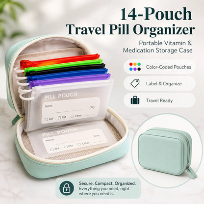 14-Pouch Travel Pill Organizer