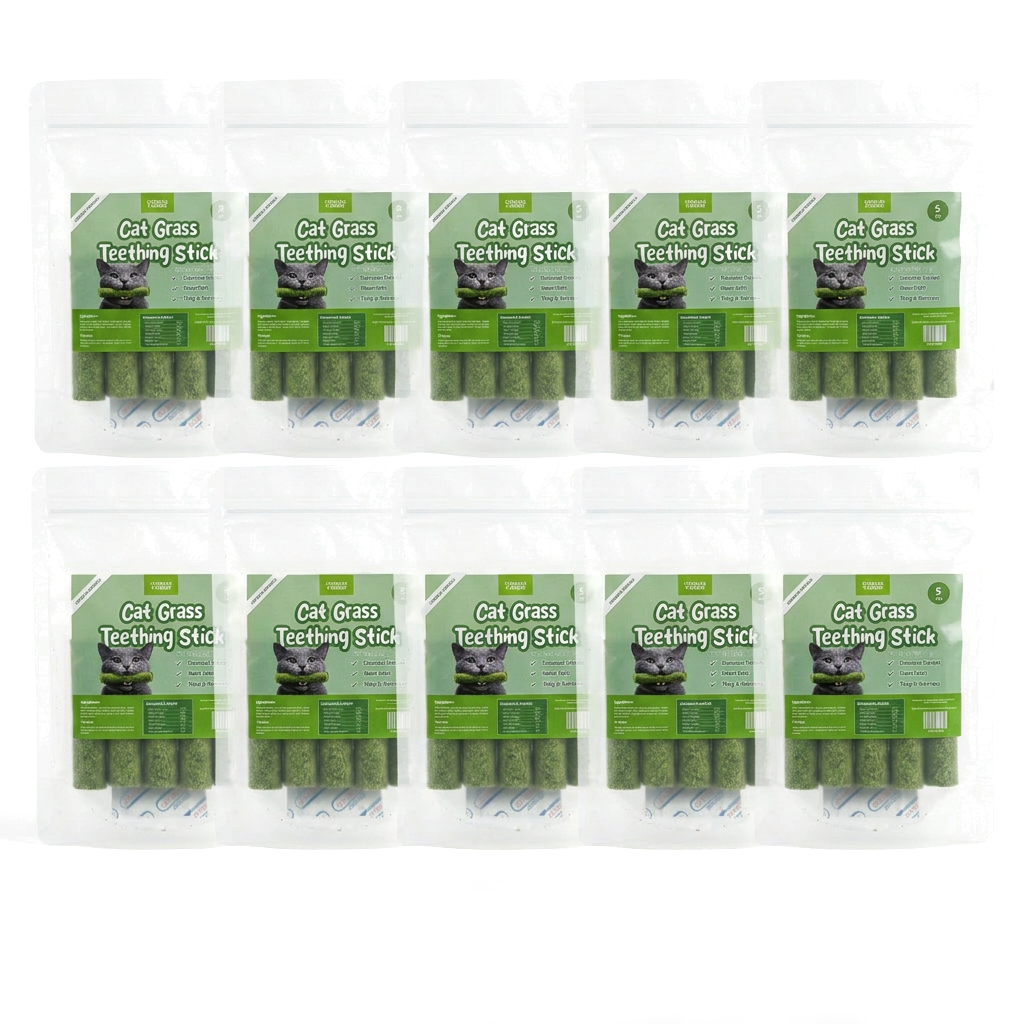 CAT GRASS TEETHING STICK 🐱 🌿 A Tasty Cat-Grass Chew for Treating, Chewing & Play