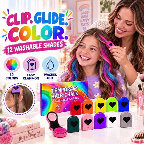🌈FLASH 66% OFF – 12-Color Washable Hair Chalk