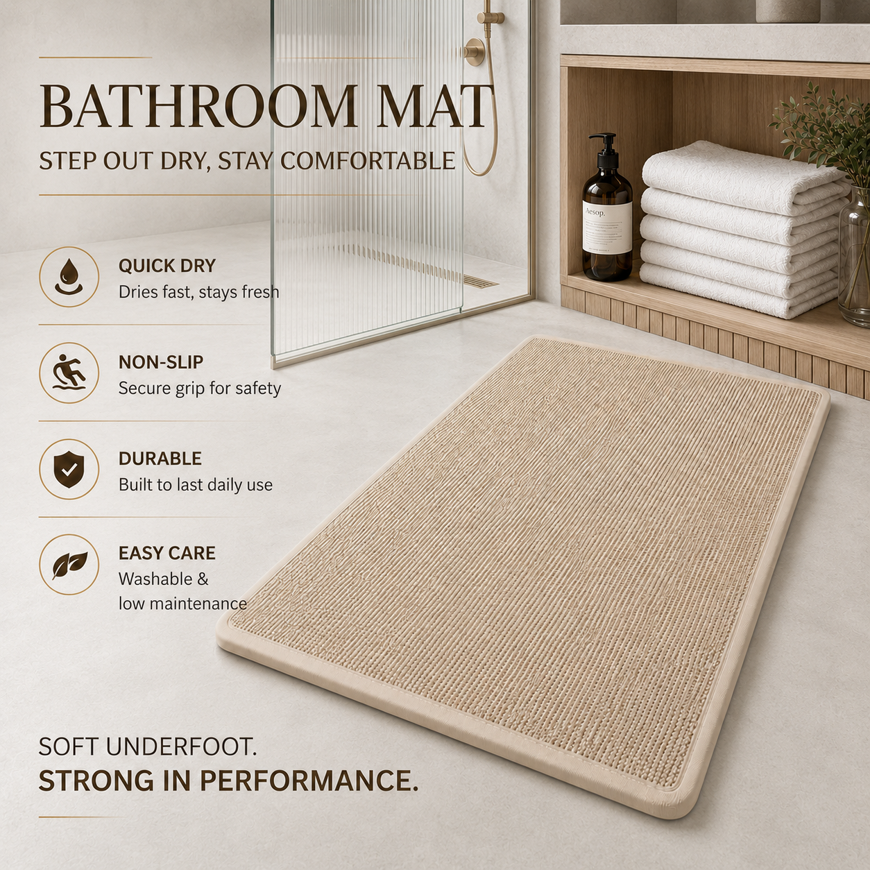 Absorbent Non-Slip Bath Mat