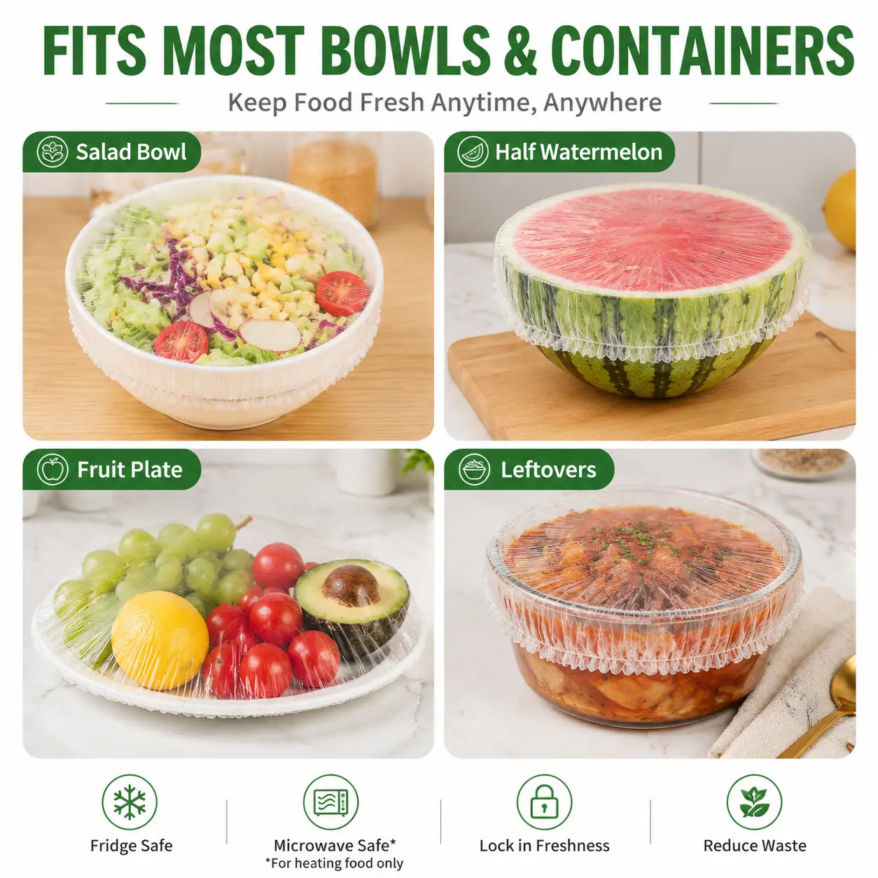 Orveliq® 100PCS Disposable Stretch Food Covers for Bowls & Plates🛒