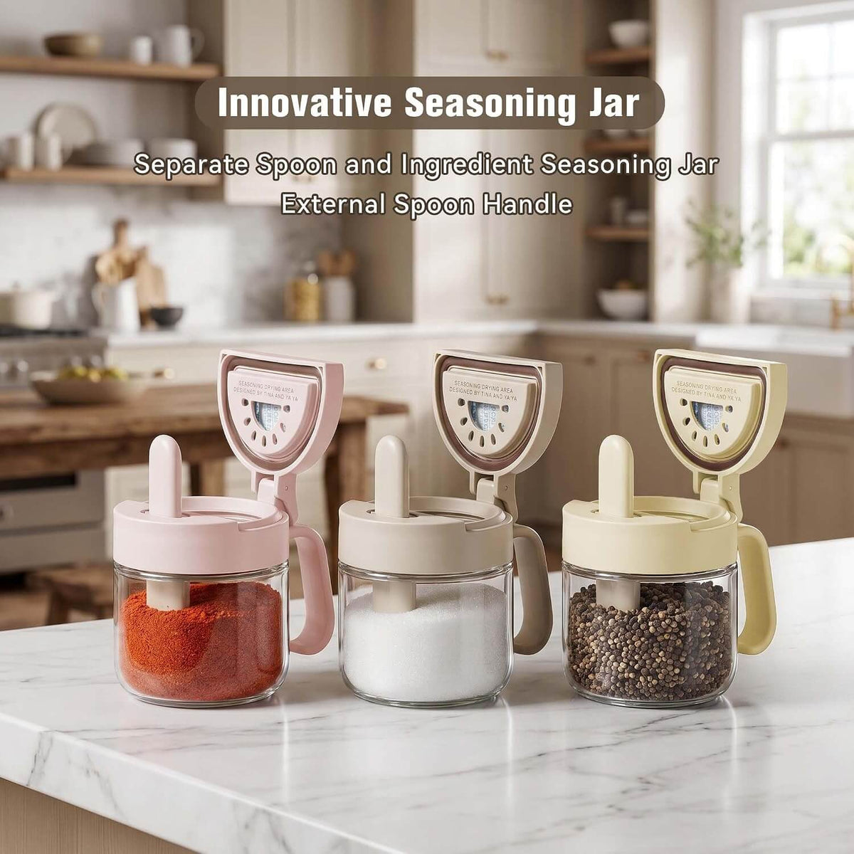 Spiceora® Glass Spice Jars with Built-In Spoons（upsell）