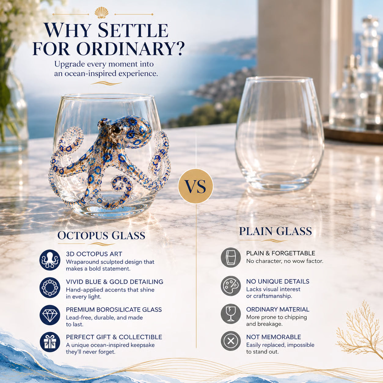 3D Ocean Animal Artisan Glassware Collection