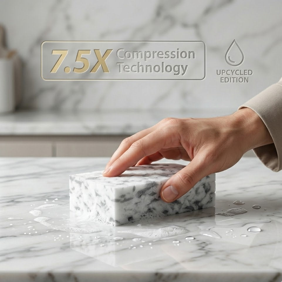 Shopoletcosh 7.5X High-Density Compressed Magic Sponge Eraser - Ultra-Durable Melamine Cleaning Foam, Multi-Surface Stain Remover for Kitchen, Bathroom & Home