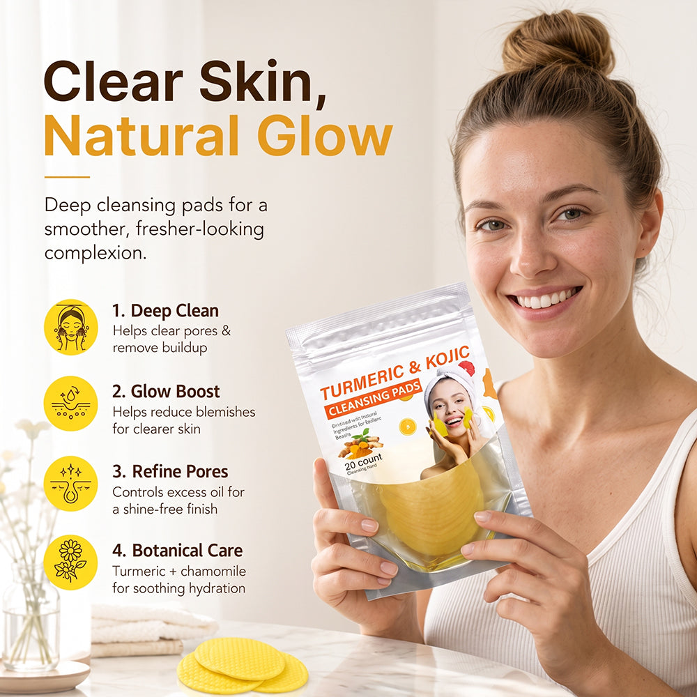 Glowmira® Turmeric & Kojic Cleansing Pads – 20-Count Daily Face Pads