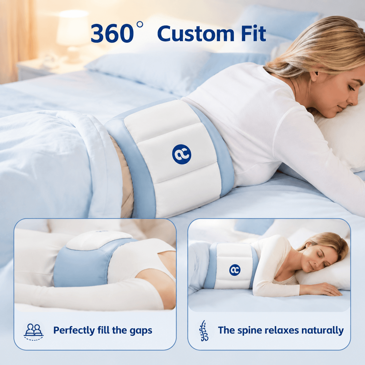 360° Wrap-Around Lumbar Support for Better Sleep and All-Day Comfort