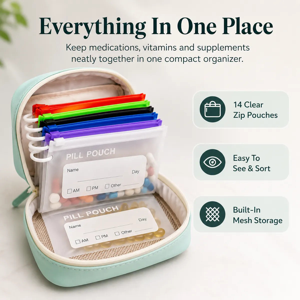14-Pouch Travel Pill Organizer