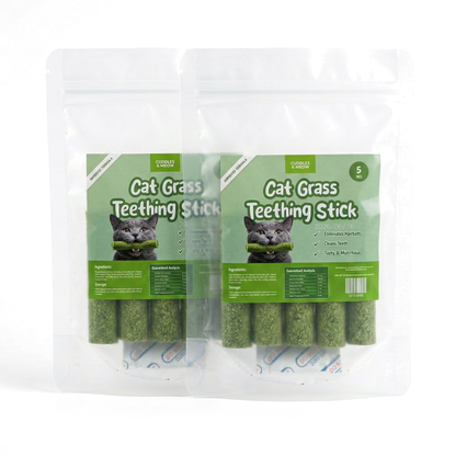 CAT GRASS TEETHING STICK 🐱 🌿 A Tasty Cat-Grass Chew for Treating, Chewing & Play