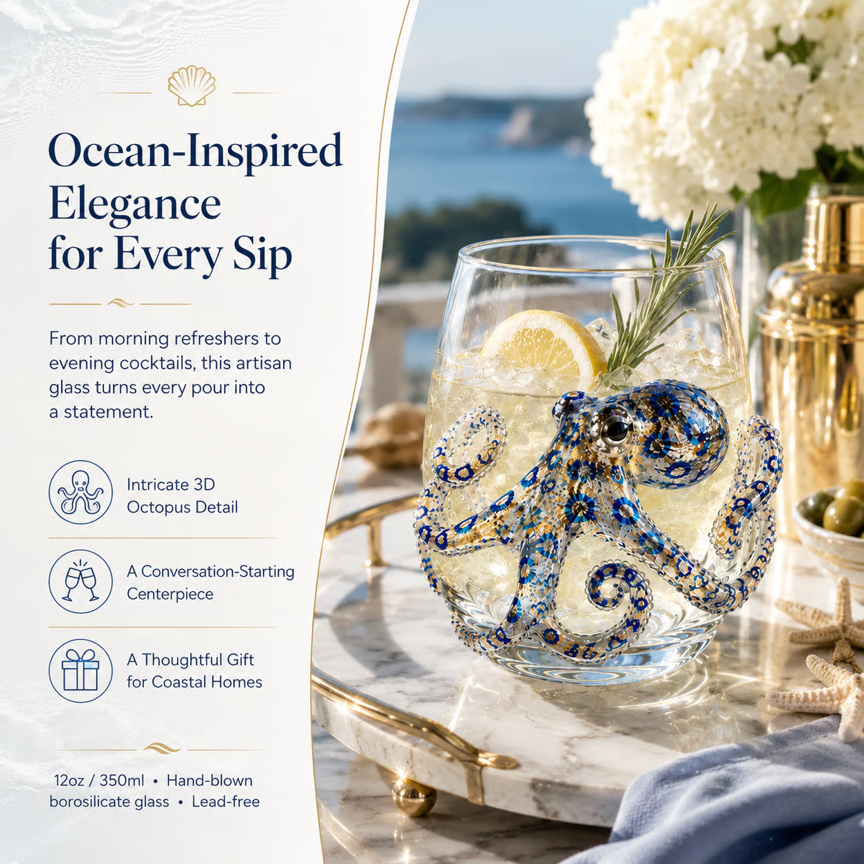 3D Ocean Animal Artisan Glassware Collection