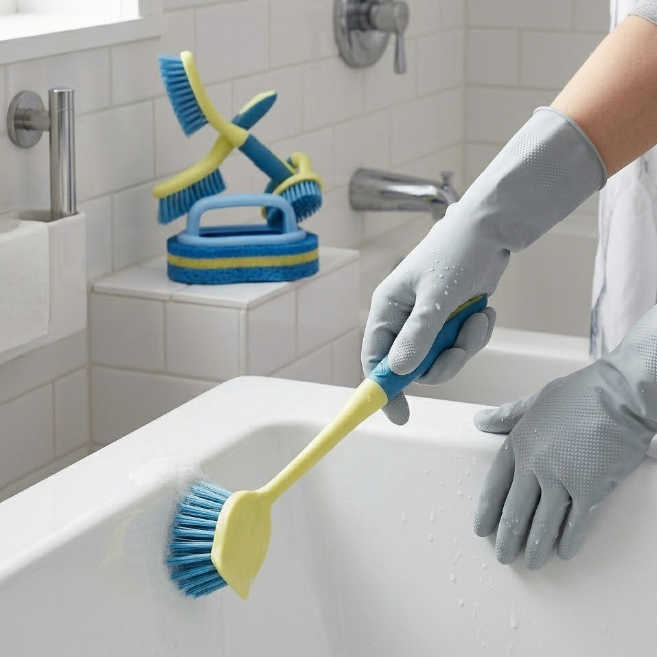 Shopoletcosh Premium Home Scrubbing Essentials - 4-In-1 Versatile Cleaning System for Bathtub, Tile, and Countertop - Sleek Design & Superior Grip