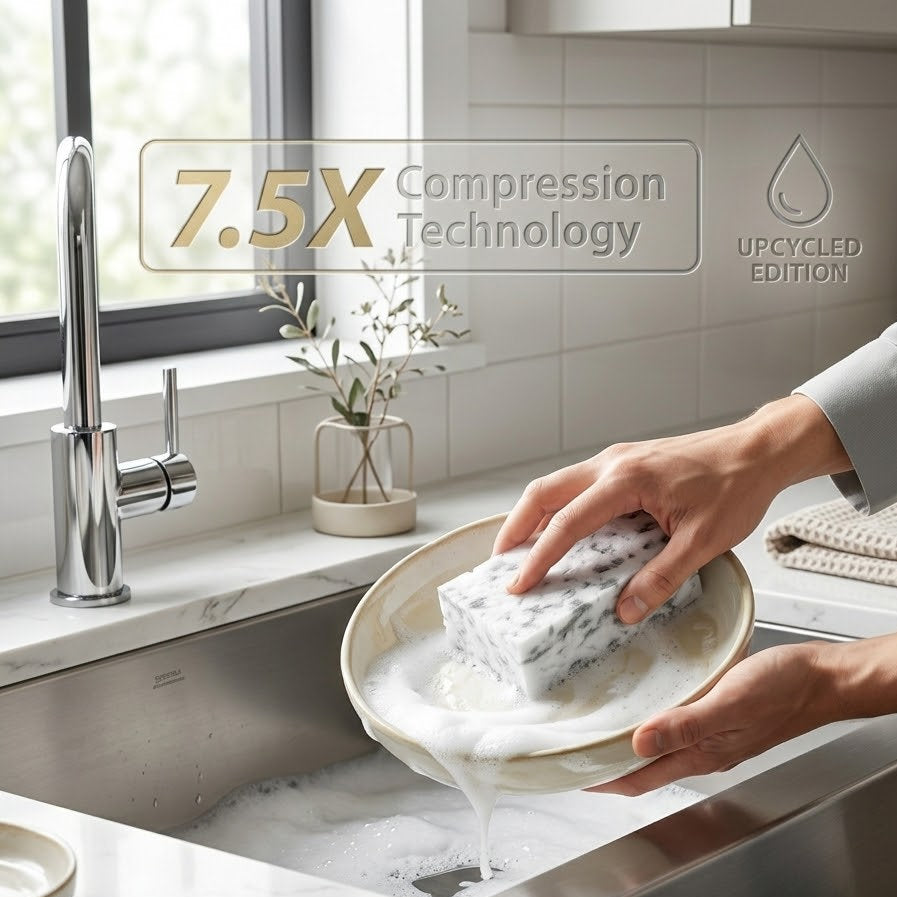 Shopoletcosh 7.5X High-Density Compressed Magic Sponge Eraser - Ultra-Durable Melamine Cleaning Foam, Multi-Surface Stain Remover for Kitchen, Bathroom & Home