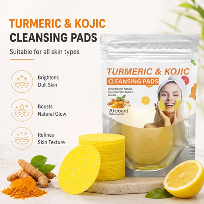 Glowmira® Turmeric & Kojic Cleansing Pads – 20-Count Daily Face Pads