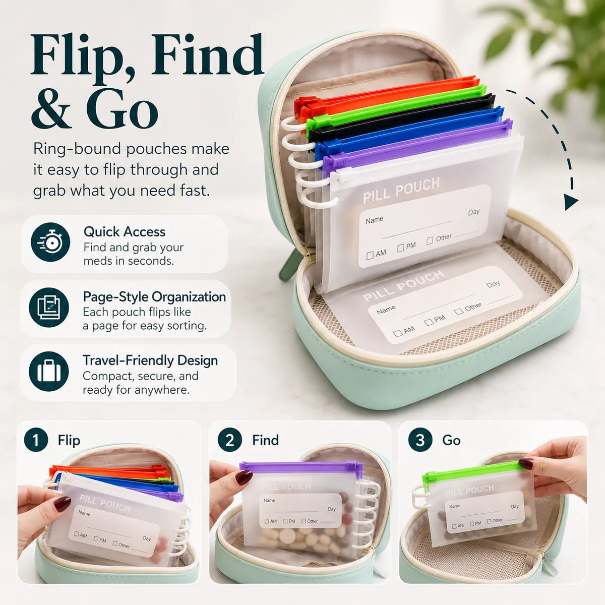 14-Pouch Travel Pill Organizer