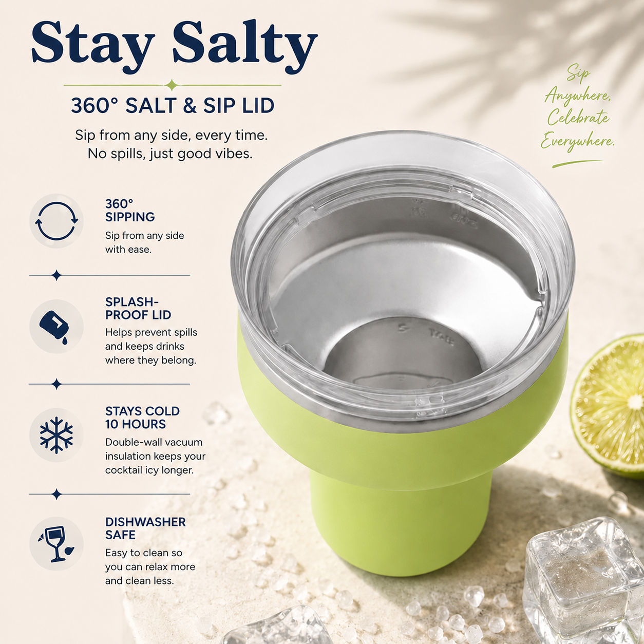 Rimvella®- 16 OZ COCKTAIL TUMBLER ❄️🍹 The Insulated Margarita Cup That Keeps the Good Stuff Cold for Up to 10 Hours