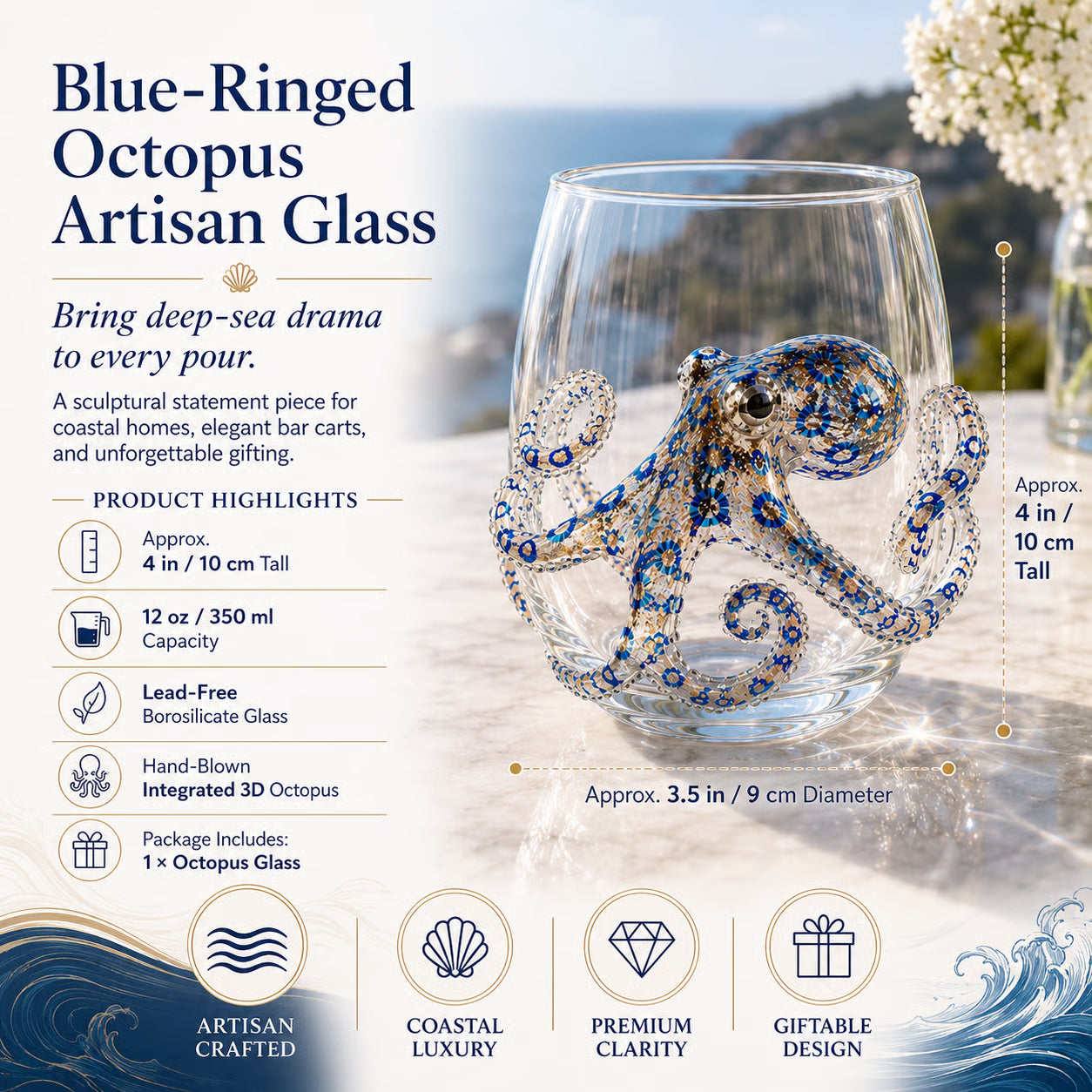 3D Ocean Animal Artisan Glassware Collection