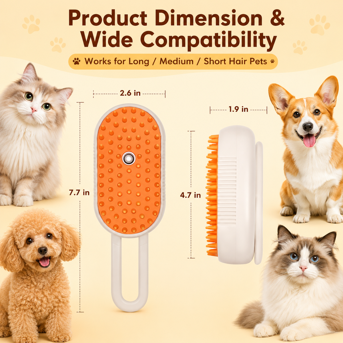 4-in-1  Rechargeable Pet Steam Brush（upsell-mst）
