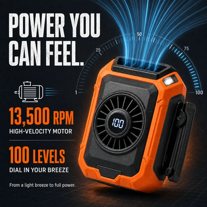 HeatShield® 🌬️ ☀️ Portable Waist Clip Fan—100-Speed Hands-Free Cooling