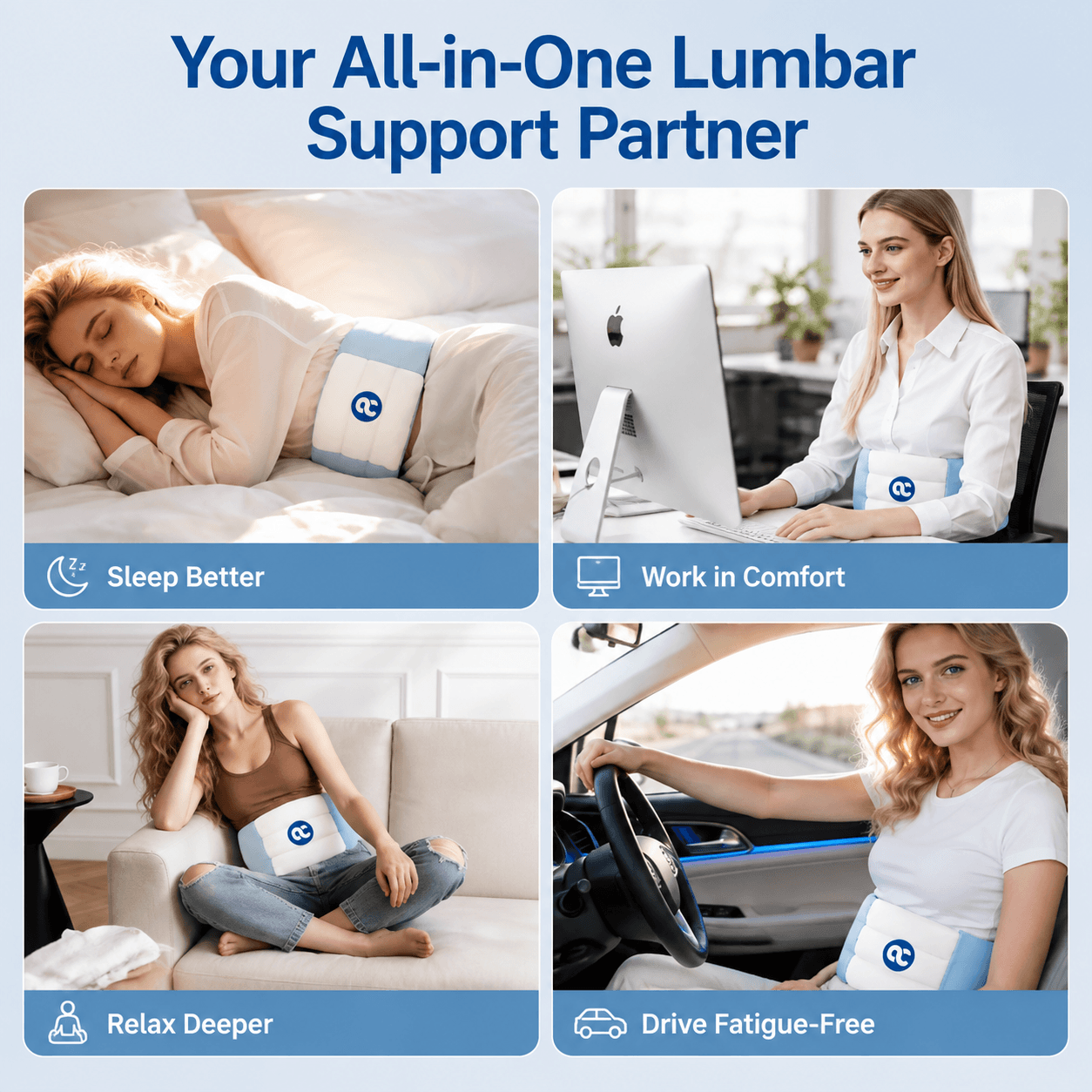 360° Wrap-Around Lumbar Support for Better Sleep and All-Day Comfort