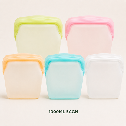 Vorylune® 5-Pack Reusable Stand-Up Silicone Food Storage Bags（upsell）