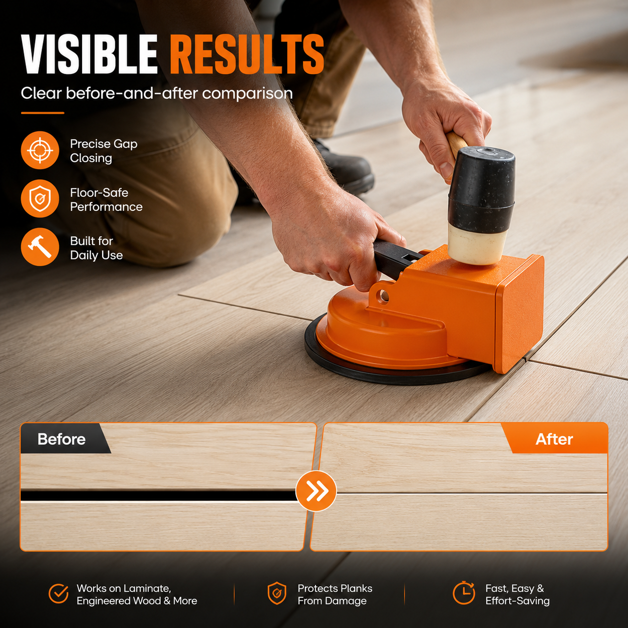Fixaro® Floor Gap Fixer Tool with Vacuum Suction Cup