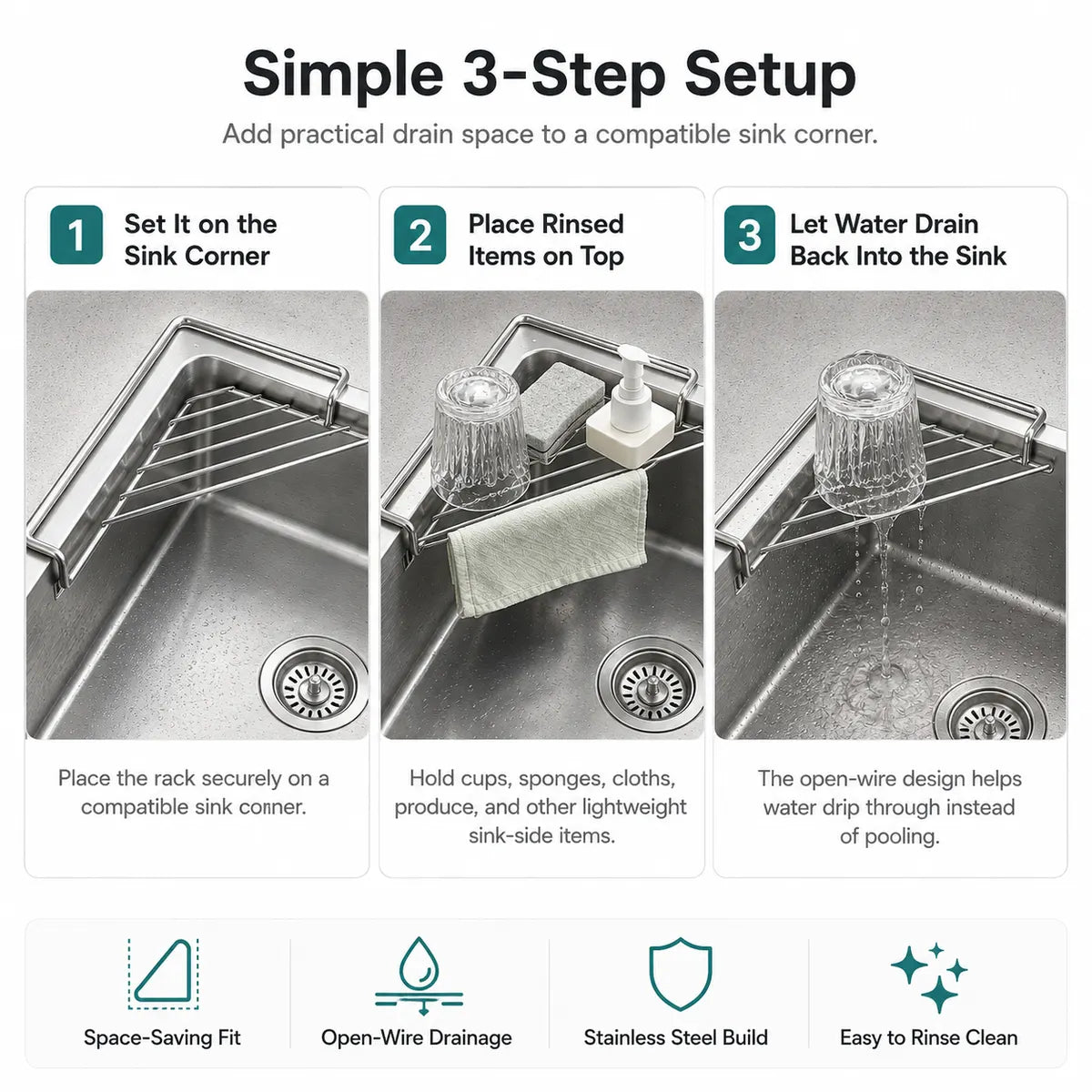 Stainless Steel Corner SinkRack（upsell）