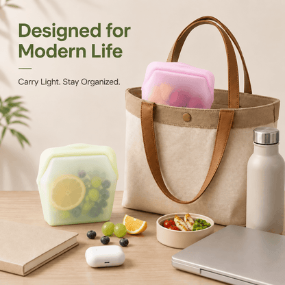 Vorylune® 5-Pack Reusable Stand-Up Silicone Food Storage Bags（upsell）