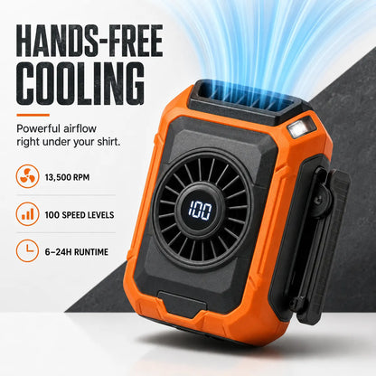 HeatShield® 🌬️ ☀️ Portable Waist Clip Fan—100-Speed Hands-Free Cooling