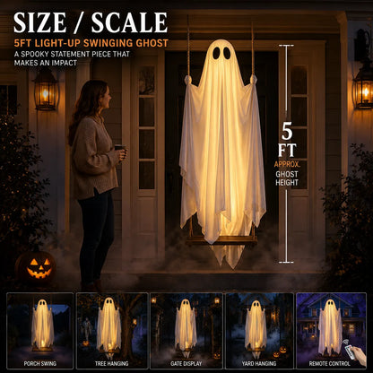 BooDrift® 5FT Light-Up Swinging Ghost