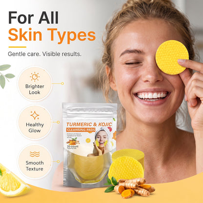 Glowmira® Turmeric & Kojic Cleansing Pads – 20-Count Daily Face Pads