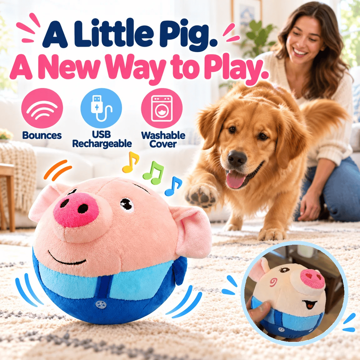 🔥 Ending Soon 60%– Self-Rolling Dog Toy Ball