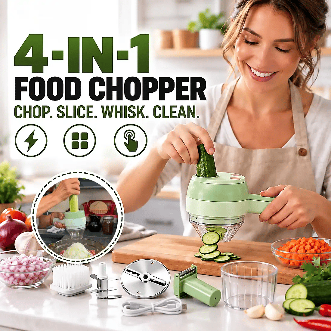 ⚡ FLASH SALE 60% OFF – Electric Vegetable Chopper & Slicer