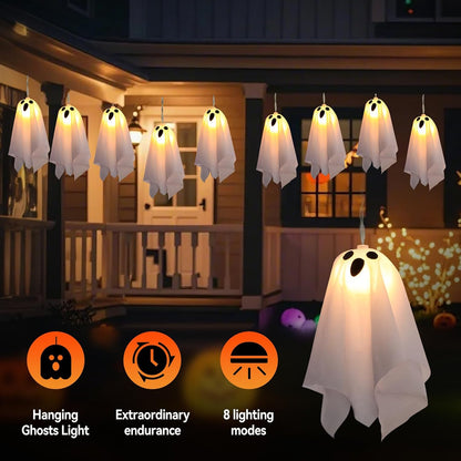 🔥 LAST CHANCE — 50% OFF-Halloween Hanging Ghost Lights 10 Glowing Ghosts for a Spooky