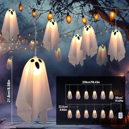 🔥 LAST CHANCE — 50% OFF-Halloween Hanging Ghost Lights 10 Glowing Ghosts for a Spooky