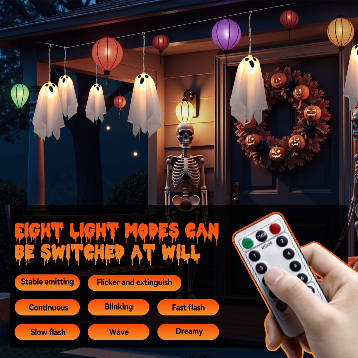 🔥 LAST CHANCE — 50% OFF-Halloween Hanging Ghost Lights 10 Glowing Ghosts for a Spooky
