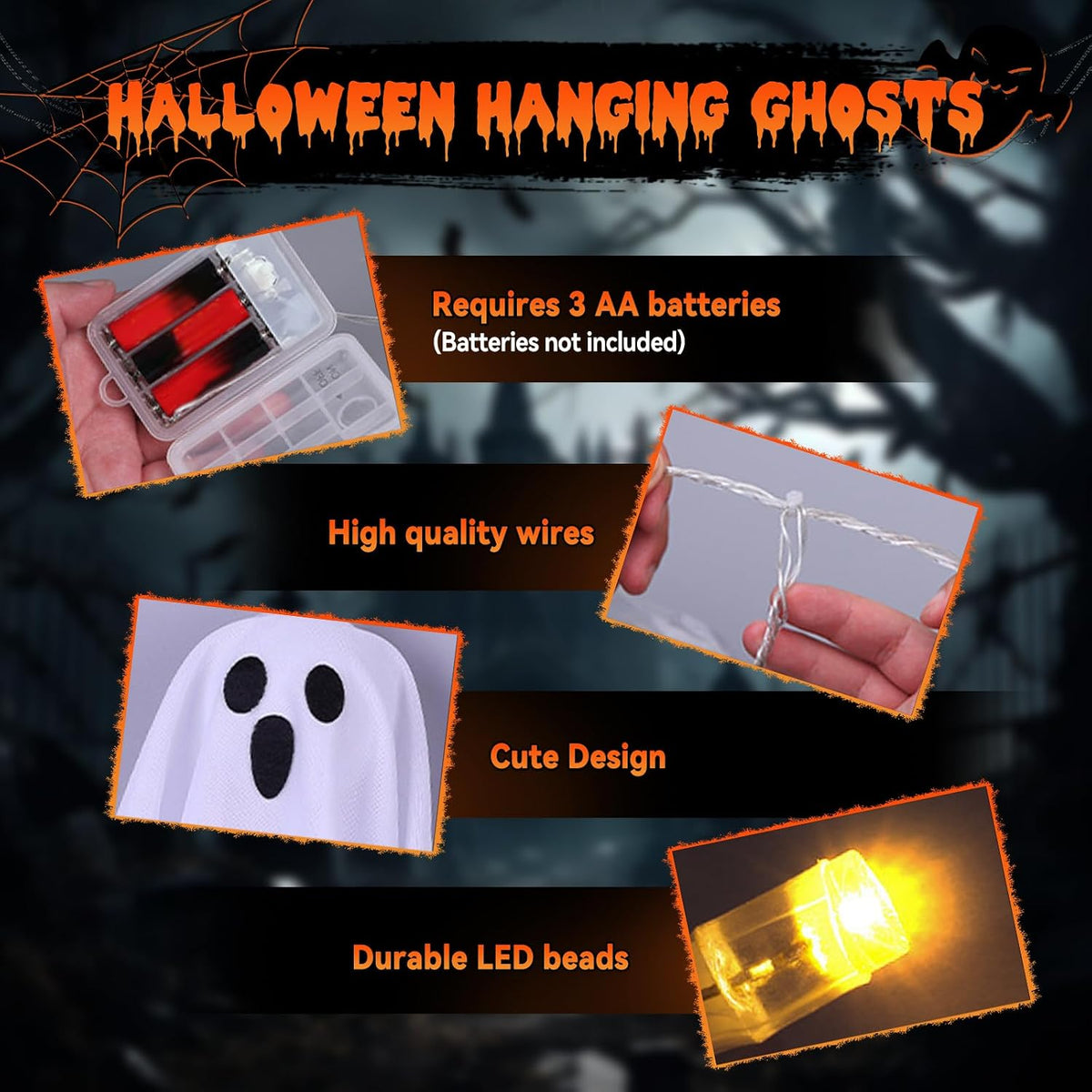 🔥 LAST CHANCE — 50% OFF-Halloween Hanging Ghost Lights 10 Glowing Ghosts for a Spooky